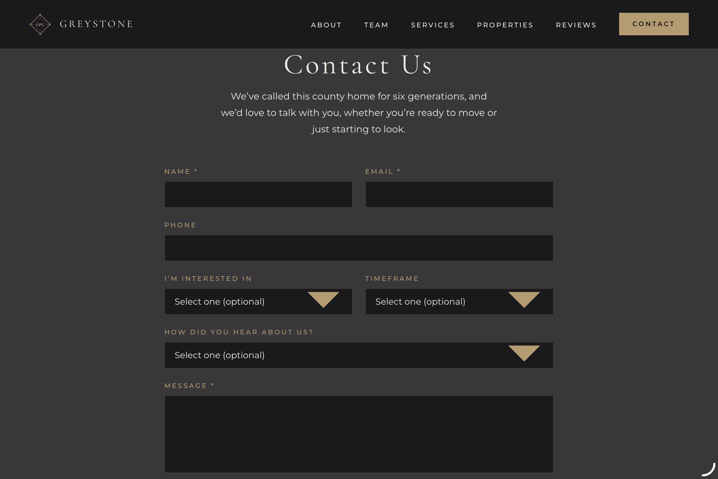 Greystone Property Group Contact page